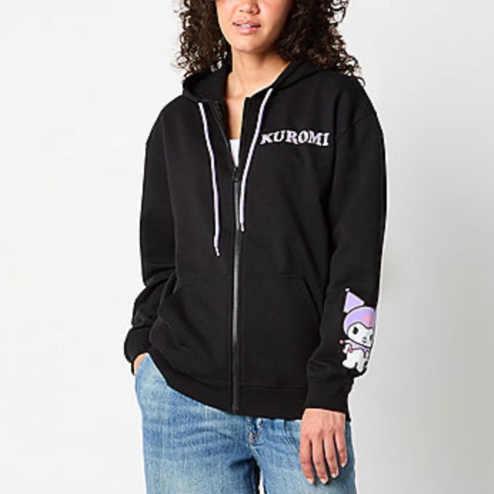 Women’s Junior Sanrio  Kuromi Black Full Zip Hoodie Size Large